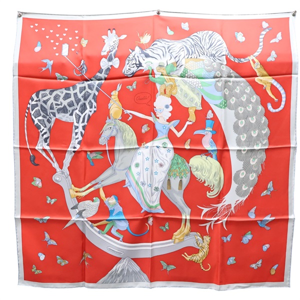 紅色 絲綢 Scarf 90 絲巾【HERMES 愛馬仕】