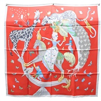 紅色 絲綢 Scarf 90 絲巾【HERMES 愛馬仕】