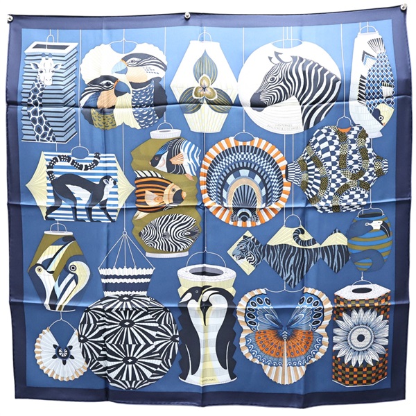 藍色 絲綢 Ballons et Cocardes Scarf 90 絲巾【HERMES 愛馬仕】