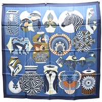 藍色 絲綢 Ballons et Cocardes Scarf 90 絲巾【HERMES 愛馬仕】