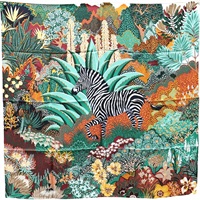 綠色 絲綢 Carre 90 Mountain Zebra 絲巾 90x90【HERMES 愛馬仕】