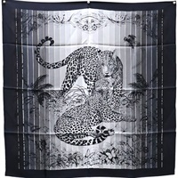 黑色 絲綢 Carre 90 Junge Love Rainbow 絲巾 90x90【HERMES 愛馬仕】