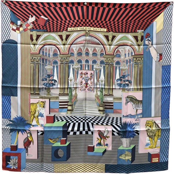 多色 絲綢 Grand Théâtre Nouveau 絲巾 90x90【HERMES 愛馬仕】