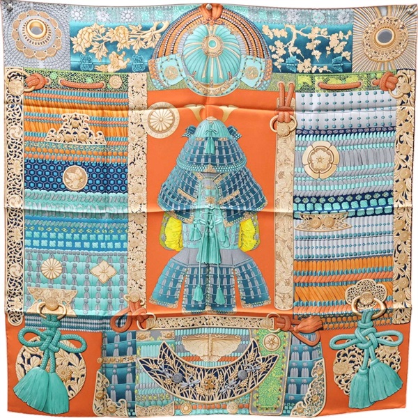 橘色 絲綢 Carre 90 Samurai 絲巾 90x90【HERMES 愛馬仕】