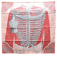 橘色 絲綢 Brandebourgs Fleuris Scarf 90 絲巾【HERMES 愛馬仕】