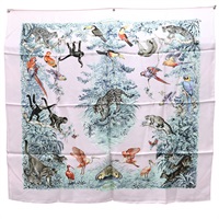 粉色 絲綢 Equateur Scarf 90 絲巾【HERMES 愛馬仕】