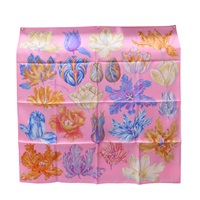 粉色 絲綢 Tulipomanie 方巾 90x90【HERMES 愛馬仕】
