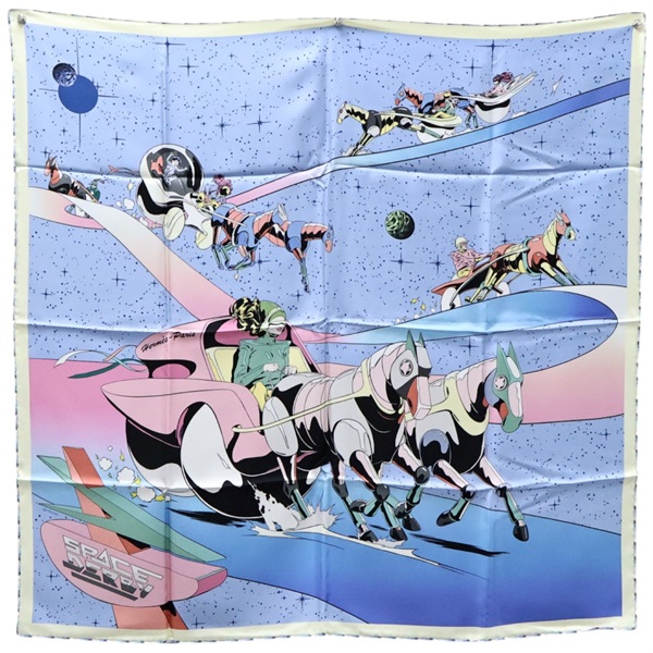 藍色 絲綢 Carre 90 Space Derby 絲巾 90x90【HERMES 愛馬仕】