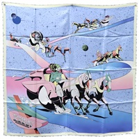 藍色 絲綢 Carre 90 Space Derby 絲巾 90x90【HERMES 愛馬仕】