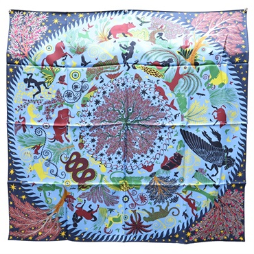 藍色 絲綢 Double Face Scarf 90 絲巾【HERMES 愛馬仕】