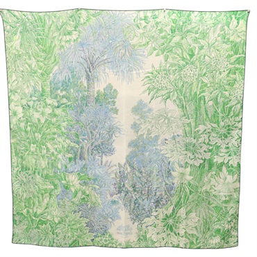多色 羊絨真絲 Carre 140 All'Orto Botanico di Palermo 披巾【HERMES 愛馬仕】