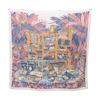 多色 絲綢 羊絨 Les Douze Leopards 方巾 140x140【HERMES 愛馬仕】