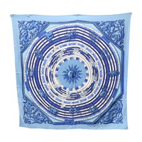 藍色 絲綢 羊絨 Astrologie 方巾 140x140【HERMES 愛馬仕】
