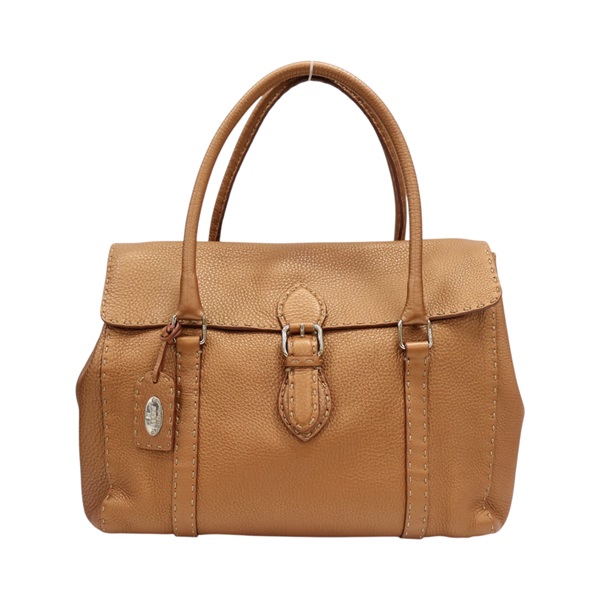 棕色 牛皮 Selleria Linda Hand Bag 手提包【FENDI 芬迪】 8BR458