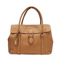 棕色 牛皮 Selleria Linda Hand Bag 手提包【FENDI 芬迪】 8BR458