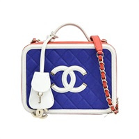 藍/紅/白色 荔枝紋牛皮 Figly Vanity Shoulder Bag 肩背包【CHANEL 香奈兒】 A93343