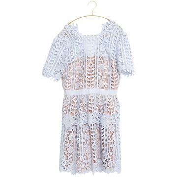 Discover elegant lace dresses 短洋裝 藍色 棉質 SWF332Y15220