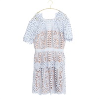 Discover elegant lace dresses 短洋裝 藍色 棉質 SWF332Y15220