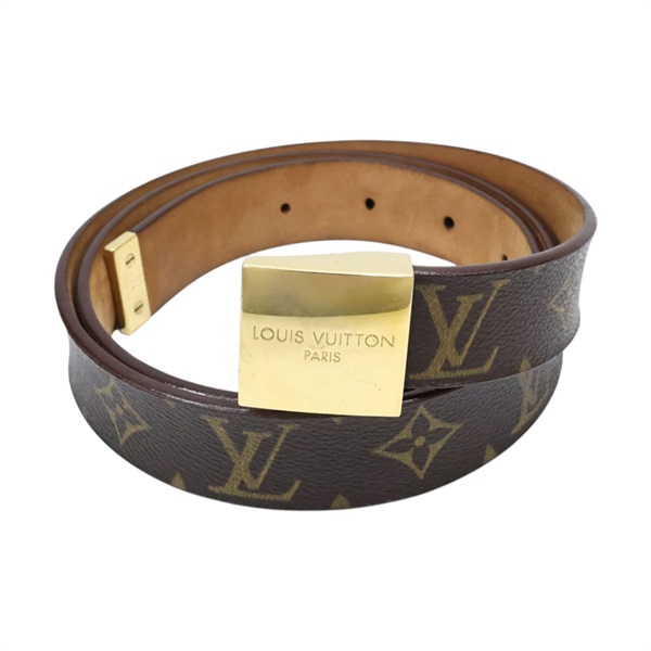 棕色 原花帆布 Ceinture Carre 皮帶【LOUIS VUITTON LV 路易威登】 M6800