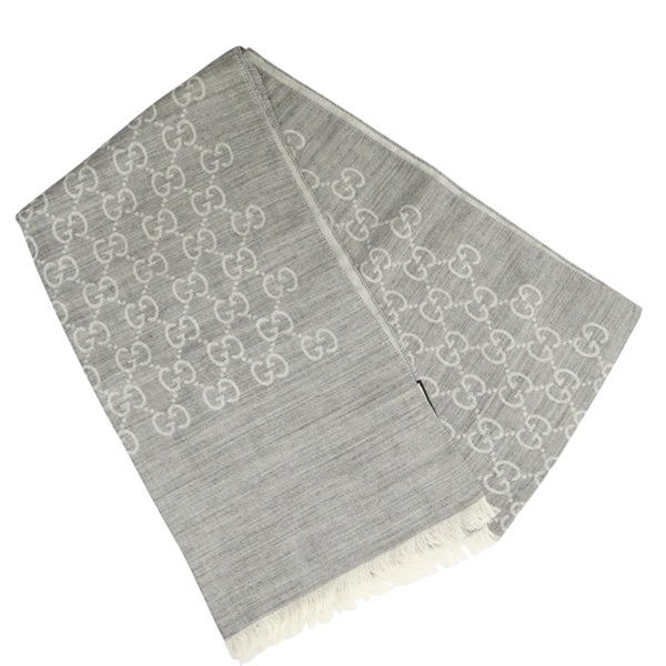 灰色 羊毛 GG Jacquard 圍巾【GUCCI 古馳】 133483