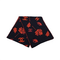 紅色雙C 橘色楓葉 藍色 喀什米爾 圍巾【CHANEL 香奈兒】