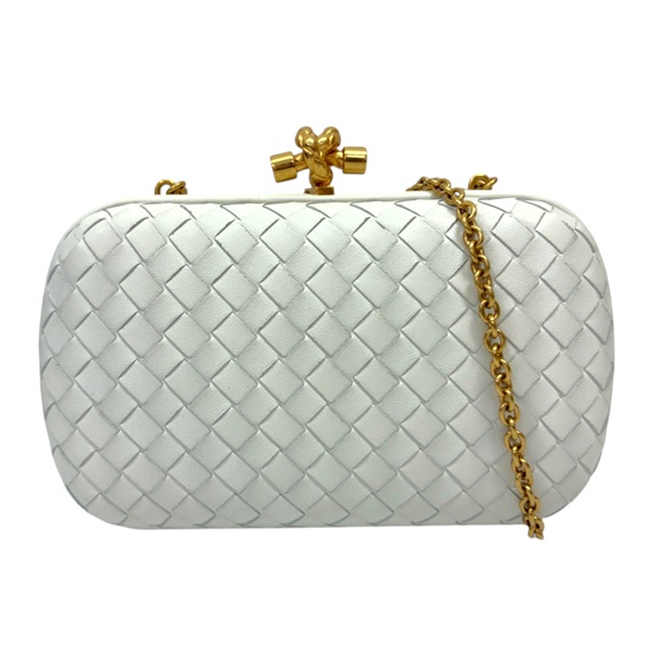白色 編織牛皮 Intrecciato Knot Clutch 肩背包【BOTTEGA VENETA BV 寶緹嘉】 113085