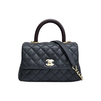 黑色牛皮 Flap Bag With Top Handle 兩用包【CHANEL 香奈兒】 A92990
