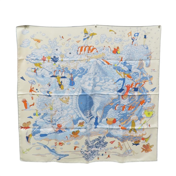 藍色 絲綢 Sur Mon Nuage Scarf 90 方巾【HERMES 愛馬仕】 H003900S