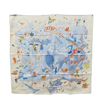 藍色 絲綢 Sur Mon Nuage Scarf 90 方巾【HERMES 愛馬仕】 H003900S