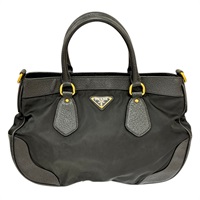 黑色 牛皮/尼龍 肩背包【PRADA 普拉達】