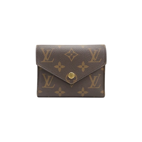 棕色 原花帆布 Victorine 扣式 短夾【LOUIS VUITTON LV 路易威登】 M62360