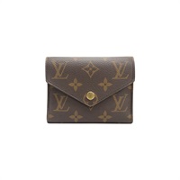 棕色 原花帆布 Victorine 扣式 短夾【LOUIS VUITTON LV 路易威登】 M62360