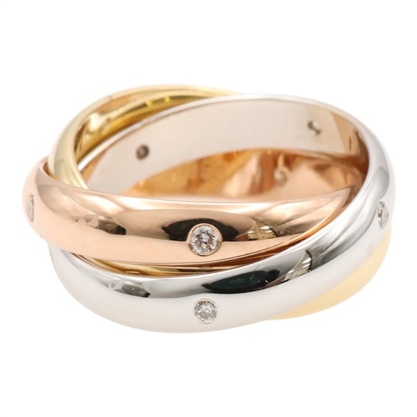 18K 三色三金 Trinity 鑽石 三環戒指 50【Cartier 卡地亞】 B4038800
