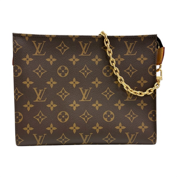 棕色 原花帆布 Toiletry Pouch On Chain 肩背包【LOUIS VUITTON LV 路易威登】 M81412