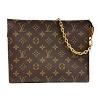 棕色 原花帆布 Toiletry Pouch On Chain 肩背包【LOUIS VUITTON LV 路易威登】 M81412