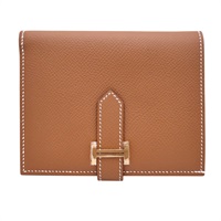 金棕色 Epsom牛皮 Bearn 雙折短夾 D刻 金釦【HERMES 愛馬仕】 H039790CC