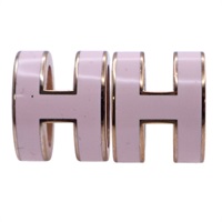 粉色琺瑯 金色鍍金 POP H 針式耳環【HERMES 愛馬仕】