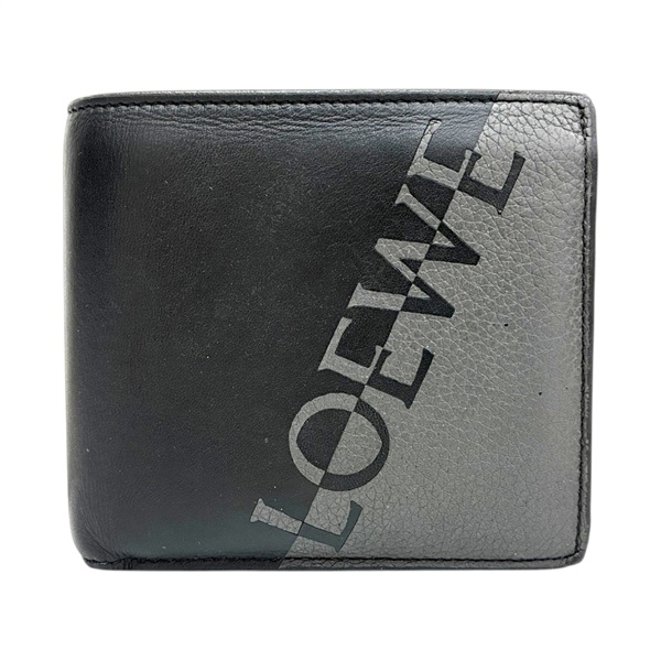 黑/灰色 牛皮 二折短夾【LOEWE 羅威】
