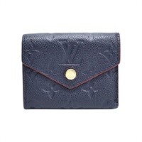 深藍色 原花 牛皮 壓紋 Zoe 扣式短夾【LOUIS VUITTON LV 路易威登】 M58880