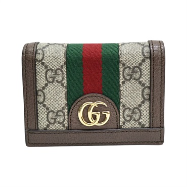 棕色 GG Supreme帆布 Ophidia Card Case 扣式短夾【GUCCI 古馳】 523155