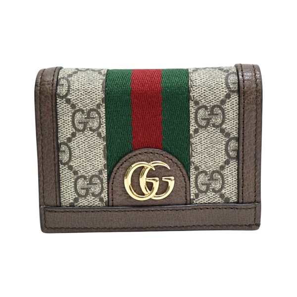棕色 GG Supreme帆布 Ophidia Card Case 扣式短夾【GUCCI 古馳】 523155