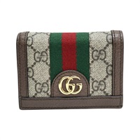 棕色 GG Supreme帆布 Ophidia Card Case 扣式短夾【GUCCI 古馳】 523155