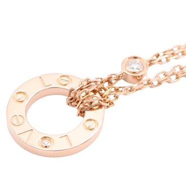 18K玫瑰金 鑽石 LOVE吊墜 項鍊【Cartier 卡地亞】 B7224509