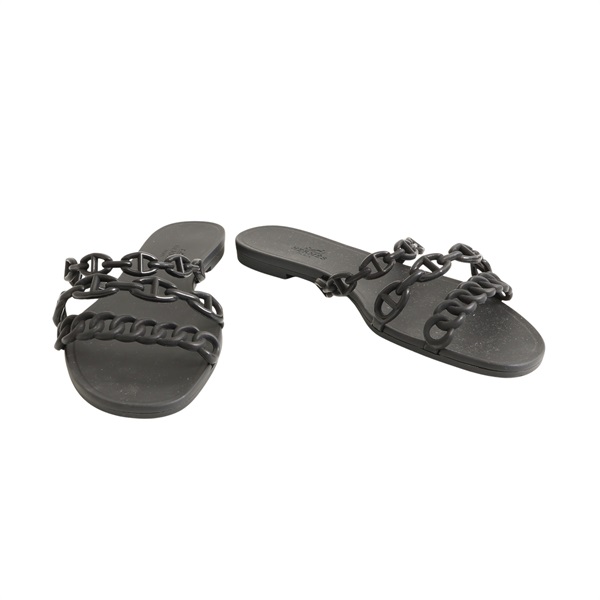 HERMES 愛馬仕 Chaine d'Ancre Rivage Sandals 涼鞋 #36 黑色 橡膠 H181169Z