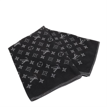 黑色 原花 羊毛毯【LOUIS VUITTON LV 路易威登】 M76032