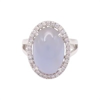 白翡翠 18K白金 鑽石 戒指【JEWELRY 無品牌珠寶】