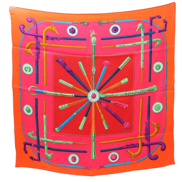 橘/粉色 絲綢 Carre 70 絲巾【HERMES 愛馬仕】
