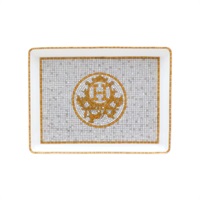 白/金/灰色 陶瓷 Mosaique au 24 gold 托盤 盤子【HERMES 愛馬仕】 P026089P