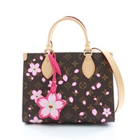 棕/粉色 原花 櫻花帆布 Onthego PM 手提托特包【LOUIS VUITTON LV 路易威登】 M13269