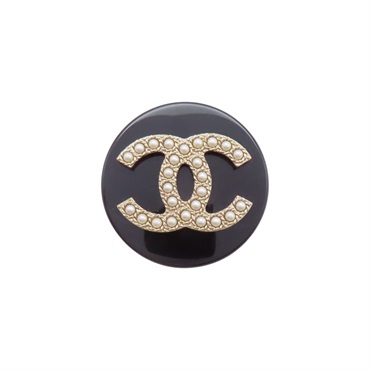 黑色 樹脂 雙C珍珠 胸針【CHANEL 香奈兒】